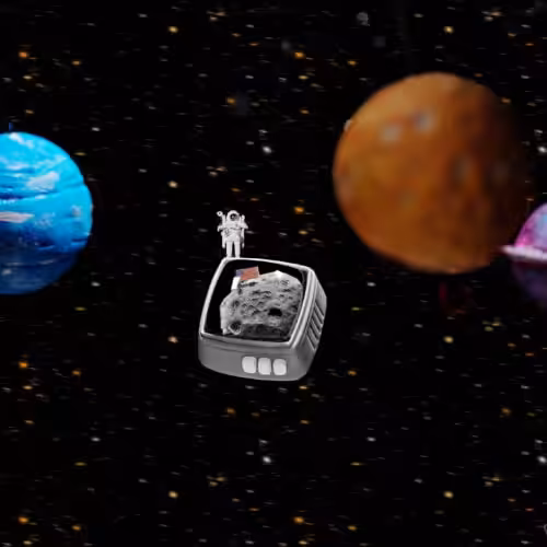 retrotv series – fly to the moon artisan keycap