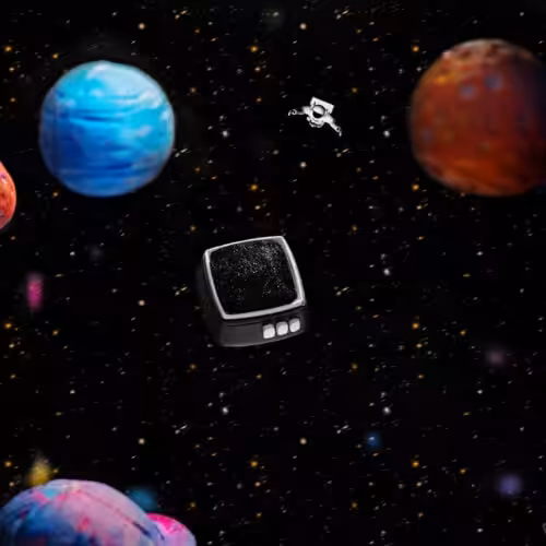 retrotv series – fly to the moon artisan keycap