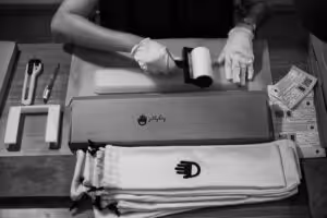 Packing process for the Navigator of Sea Wrist Rest.