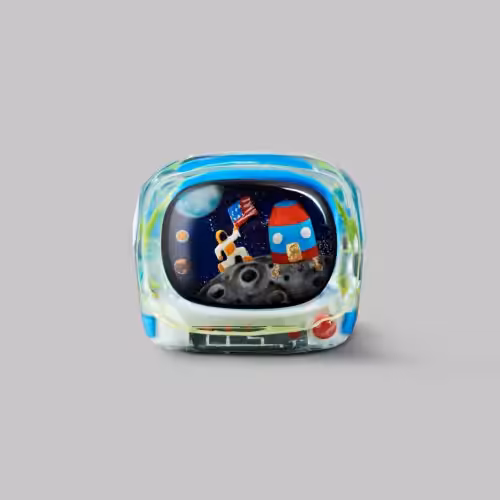 Retro TV series โ Life on planets artisan keycap by Jelly Key