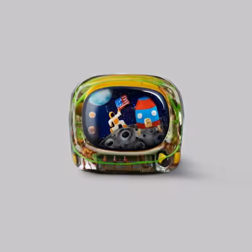 Retro TV series โ Life on planets artisan keycap by Jelly Key