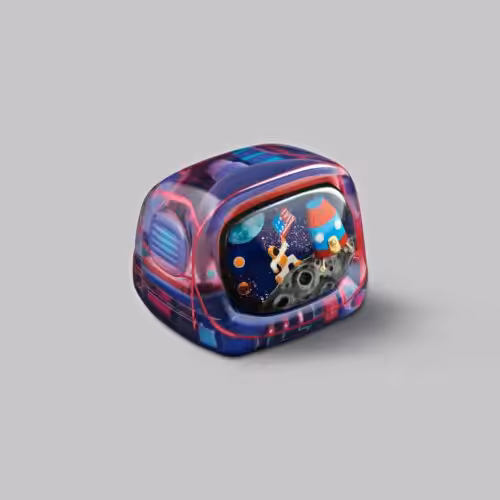 Retro TV series โ Life on planets artisan keycap by Jelly Key