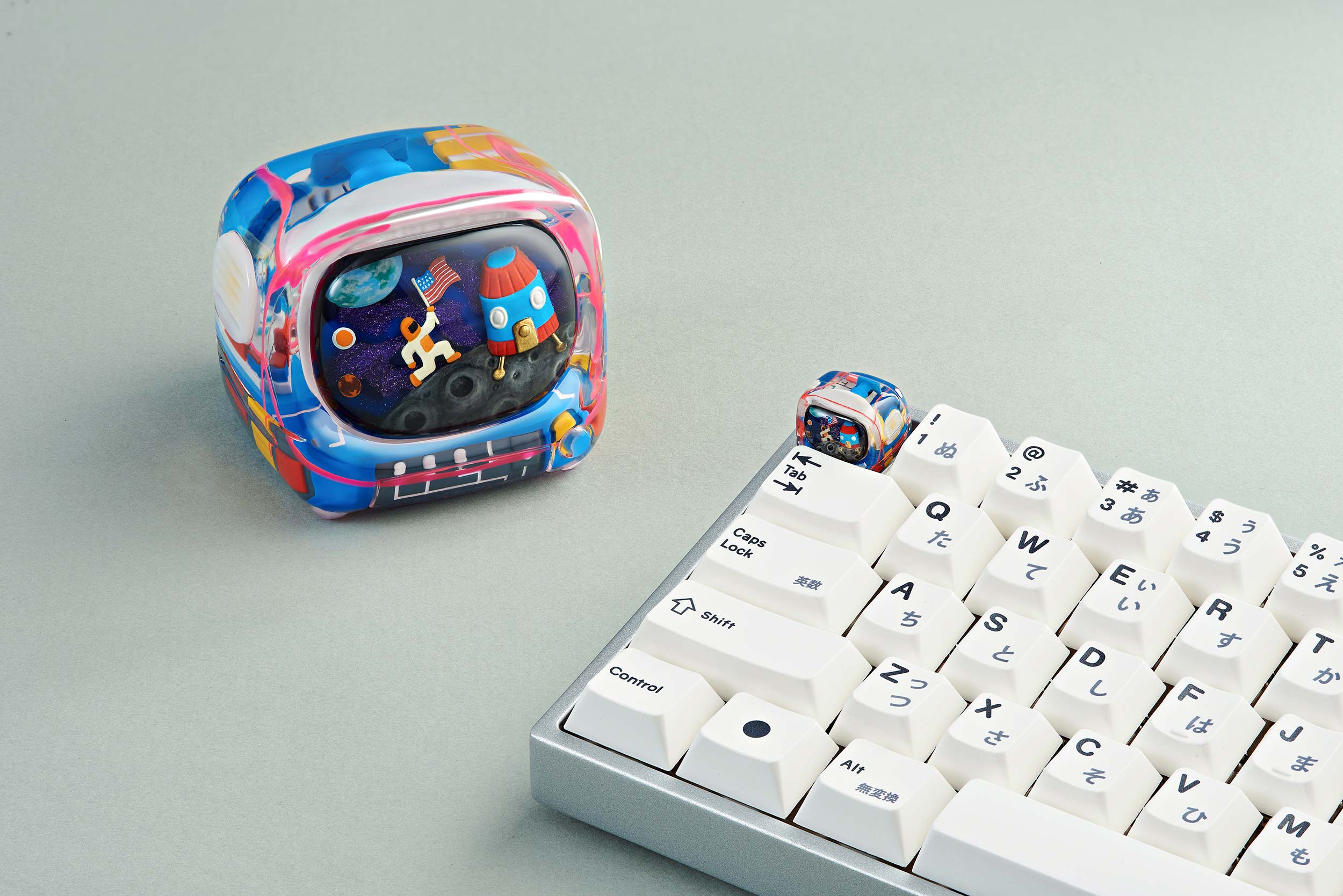 Retro TV series – Life on planets artisan keycap by Jelly Key