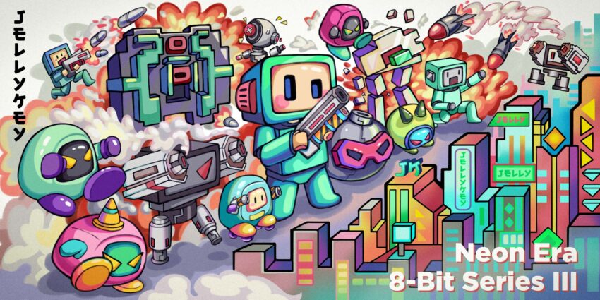 8-bit series III: Neon era artisan keycaps - Jelly Key