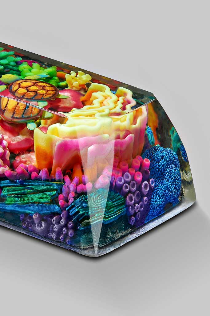 coral oases artisan keycaps