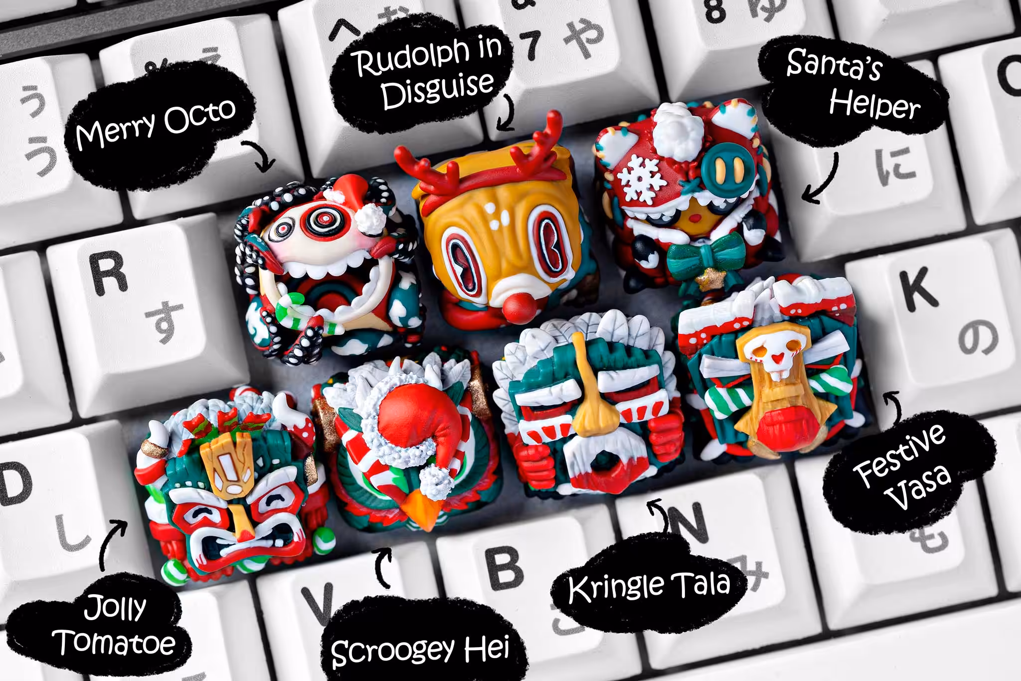 sweet scrooge artisan keycaps for christmas