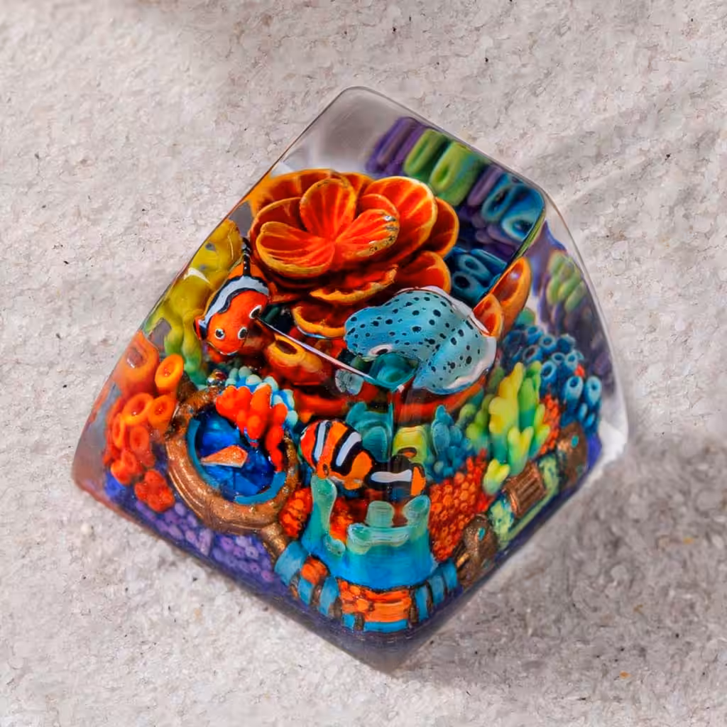 coral odyssey artisan keycaps 11