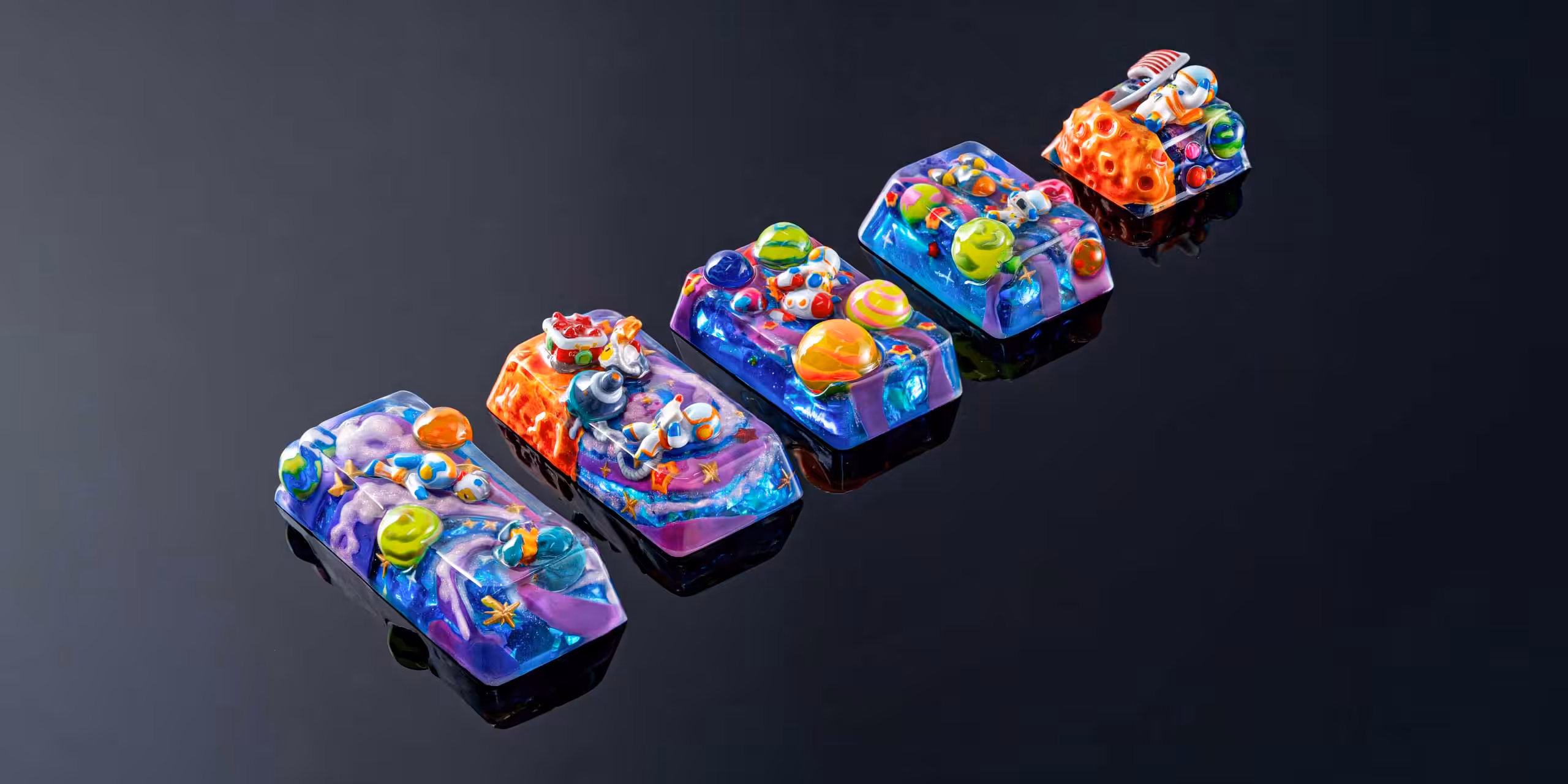 crystal veil series space odyssey artisan keycaps