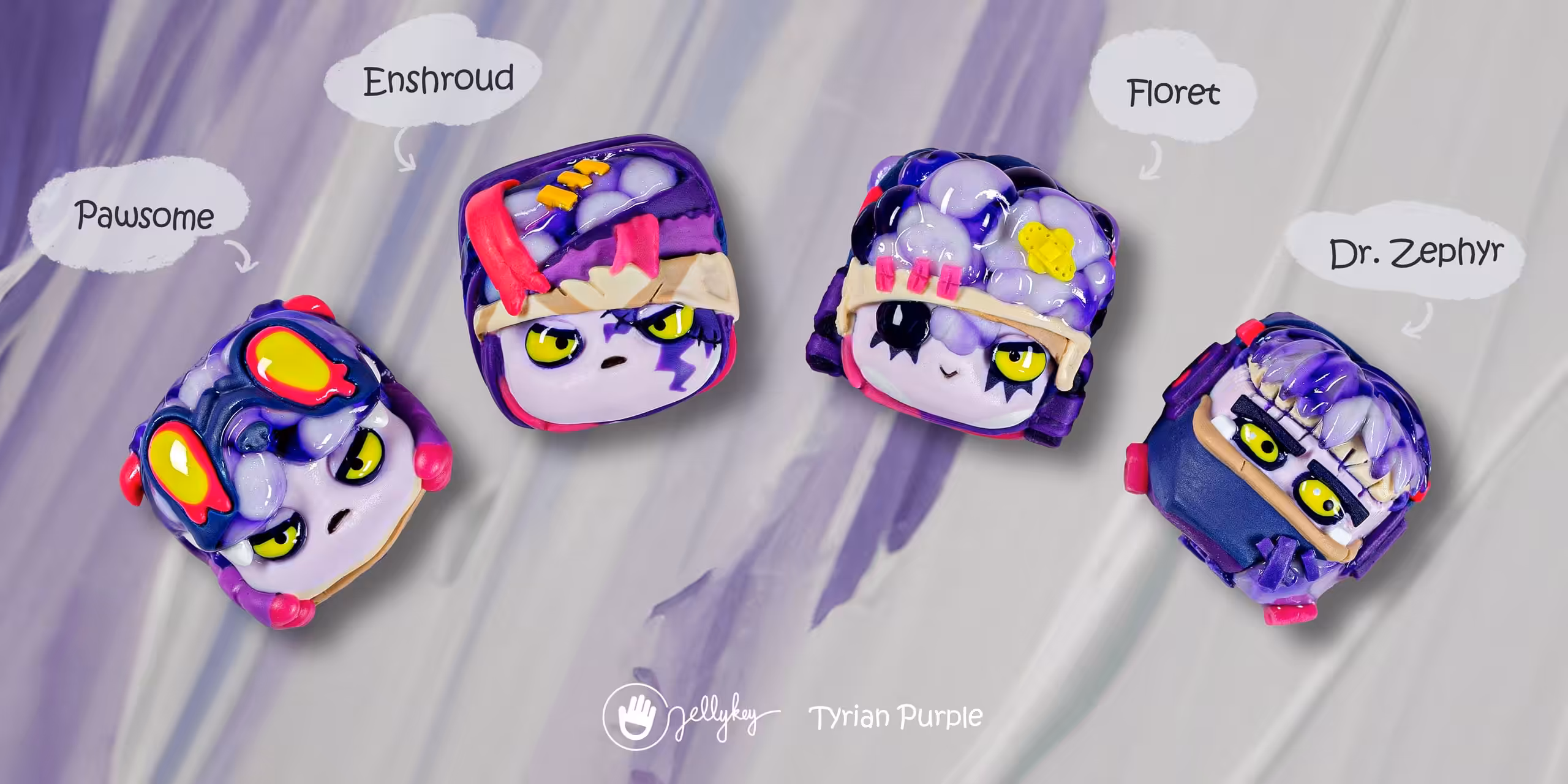 jellykey tyrianpurple custom keycaps 786