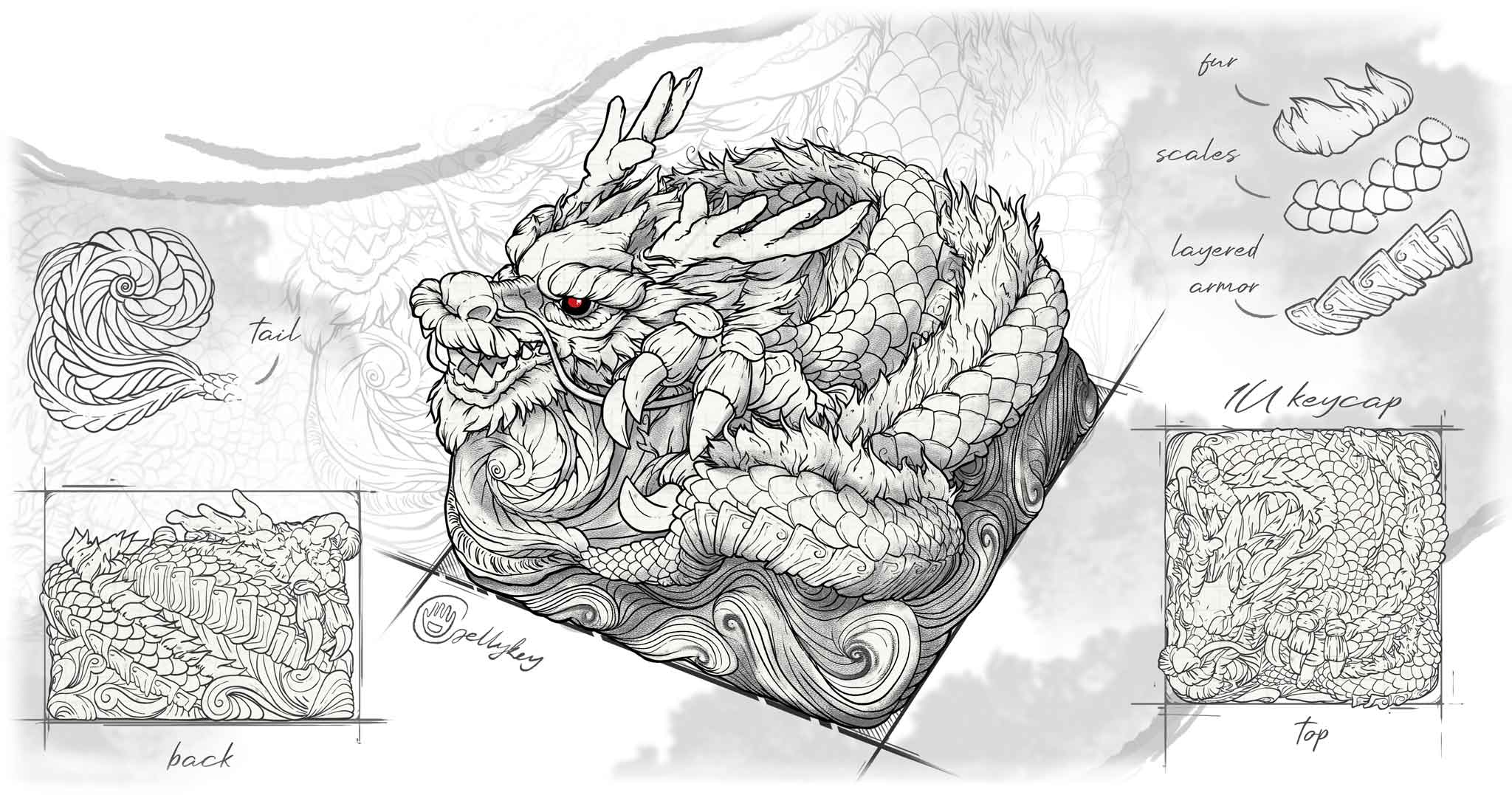 dragon sigil artisan keycap