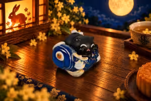 Moonlit Mischief Midnight Catch cat artisan keycap