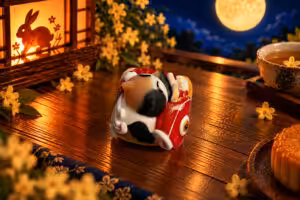 Moonlit Mischief Fish Rider cat artisan keycap