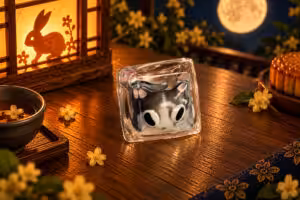 Moonlit Mischief Crystal Trap cat artisan keycap