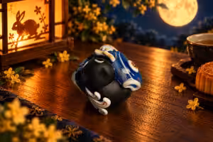 Moonlit Mischief Midnight Catch cat artisan keycap