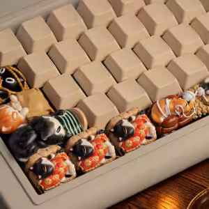 Moonlit Mischief artisan keycaps on a keyboard