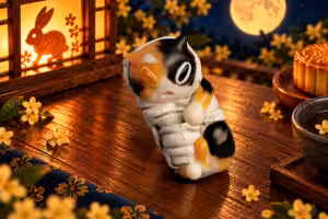 Moonlit Mischief Paper Burrito 2u cat artisan keycap
