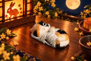 Moonlit Mischief Paper Burrito 2u cat artisan keycap
