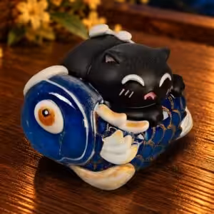Moonlit Mischief Midnight Catch cat artisan keycap