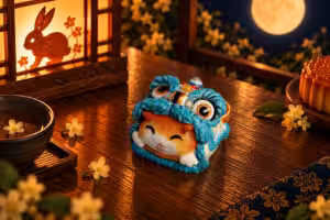 Moonlit Mischief Lion Grin cat artisan keycap
