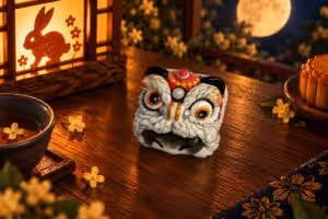 Moonlit Mischief Little Lion cat artisan keycap