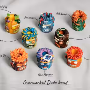 Overworked Dude bead - hand-cast resin bead by Jelly Key