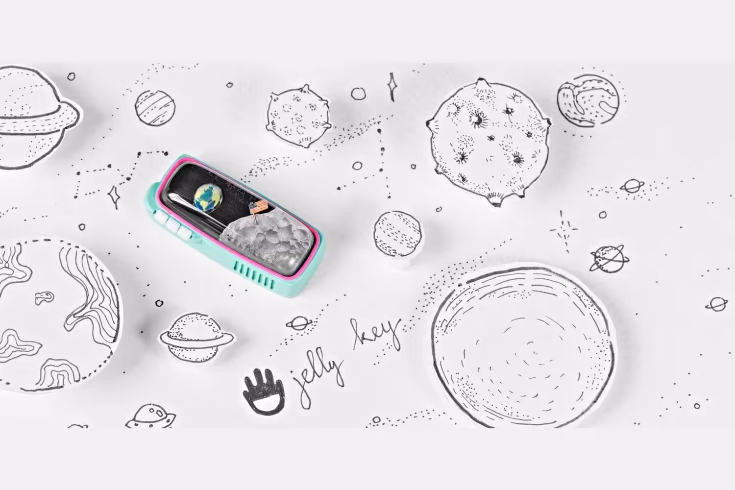 Retro TV Series – Blue Little Dot Enter Key Artisan Keycaps by Jelly Key