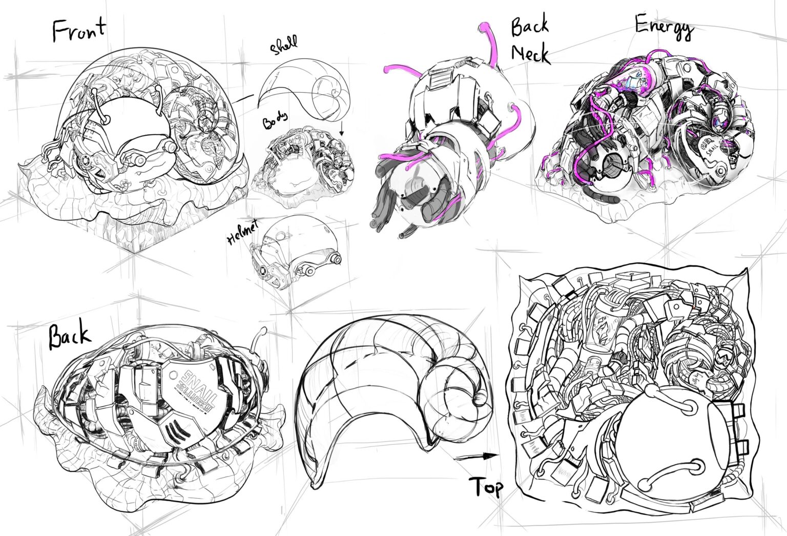 cyborg snail custom keycaps 009