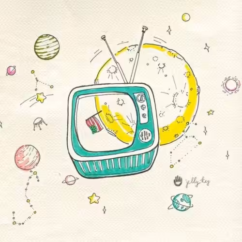 RetroTV series – Fly to the moon artisan keycap by Jelly Key